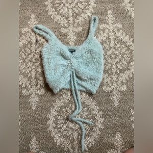 Wild fable blue fuzzy crop top
